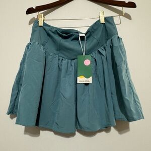 NWT HALARA Teal Blue Breezeful Athletic Skirt with Corset Detail New size Large